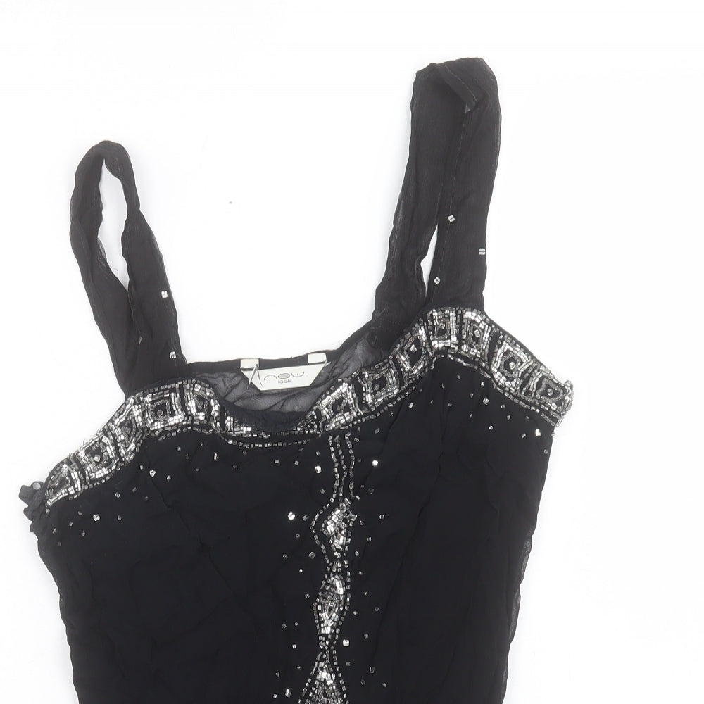 New Look Womens Black Viscose Basic Tank Size 14 Square Neck