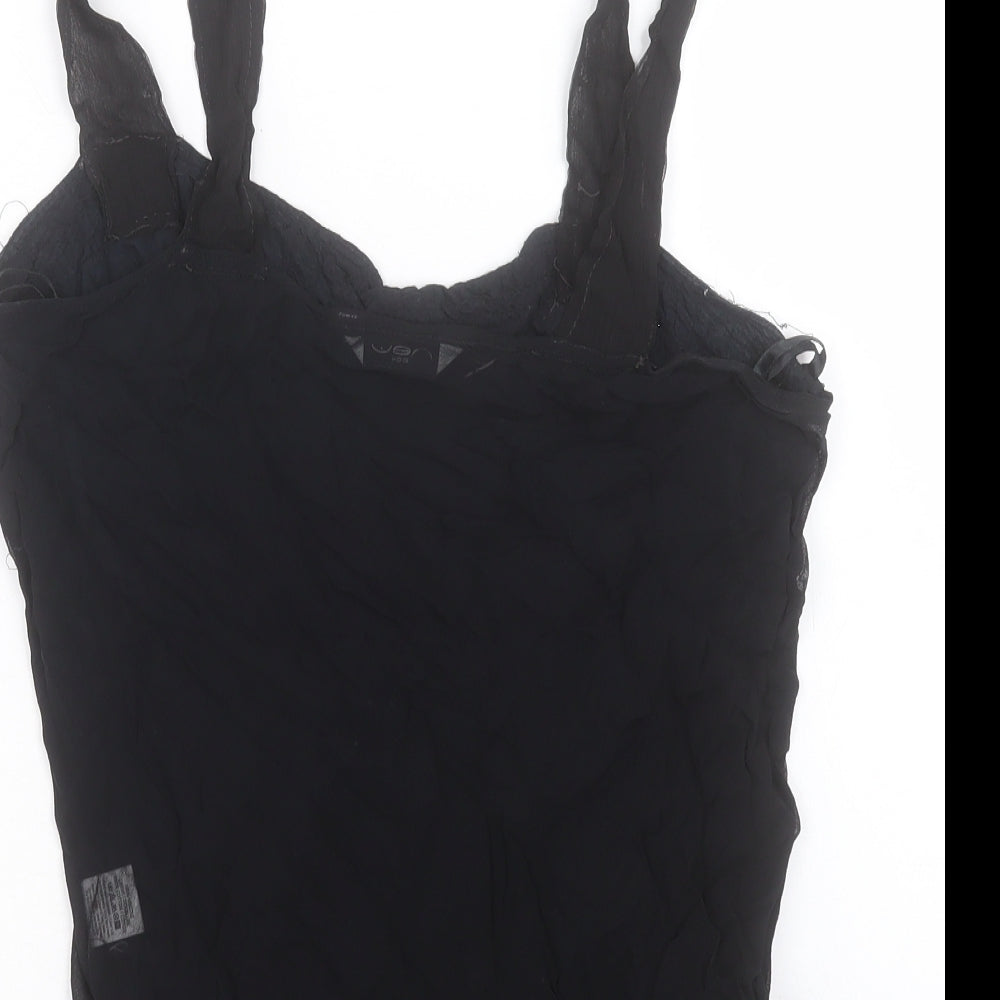 New Look Womens Black Viscose Basic Tank Size 14 Square Neck