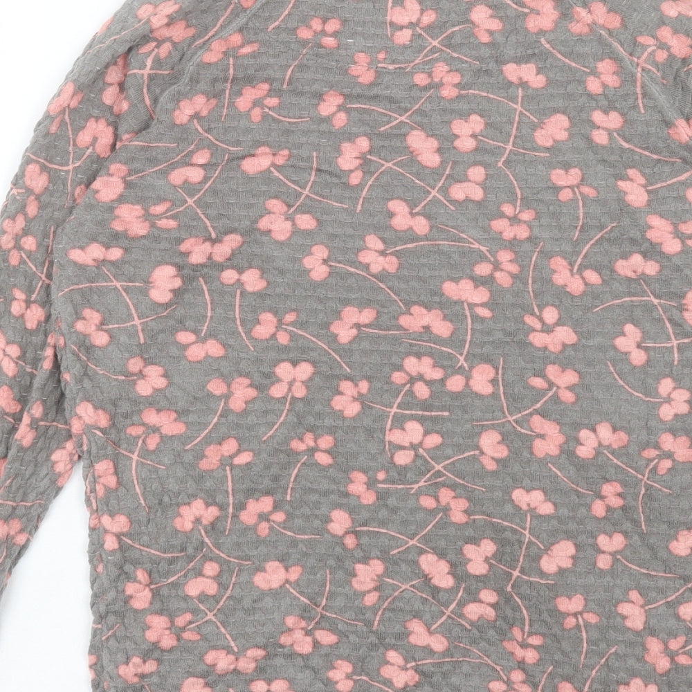 NEXT Womens Grey Crew Neck Geometric Cotton Pullover Jumper Size 10