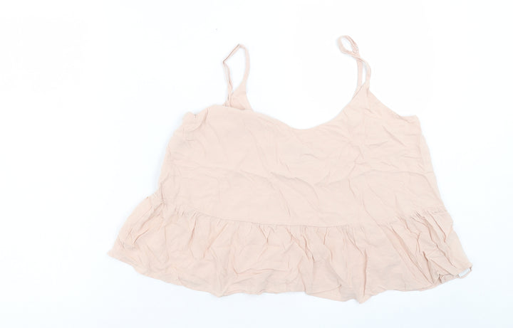 Topshop Womens Pink Viscose Basic Tank Size 10 V-Neck