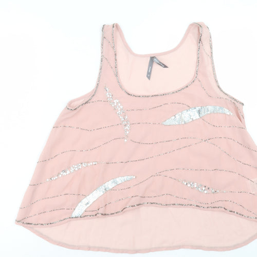 Influence Womens Pink Polyester Basic Tank Size 12 Scoop Neck