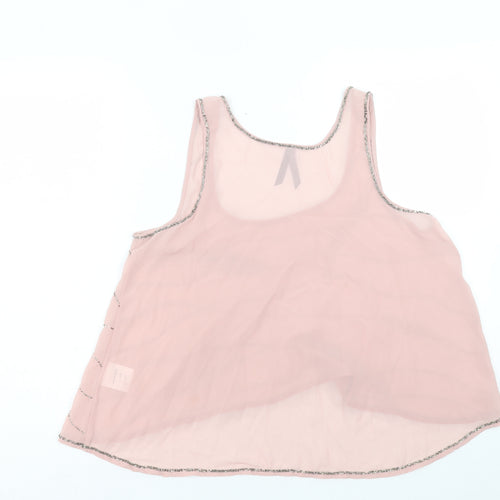 Influence Womens Pink Polyester Basic Tank Size 12 Scoop Neck