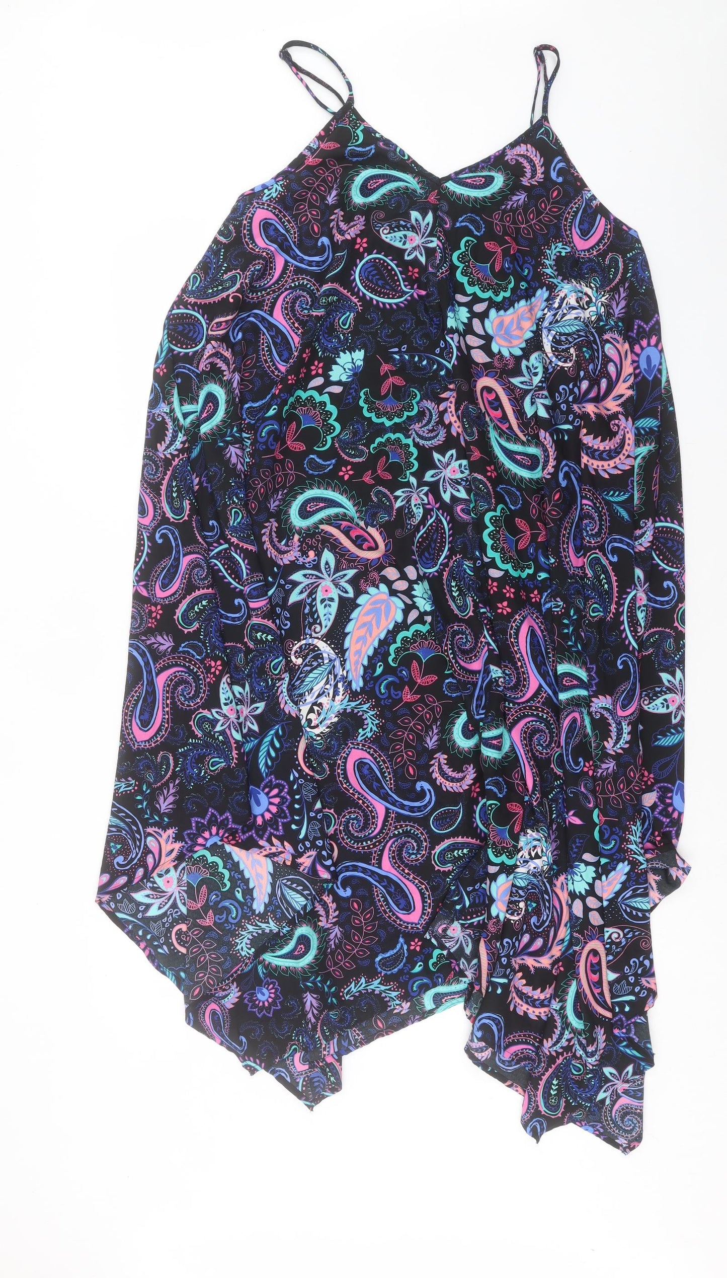 Peacocks Womens Multicoloured Paisley Polyester A-Line Size M V-Neck Pullover