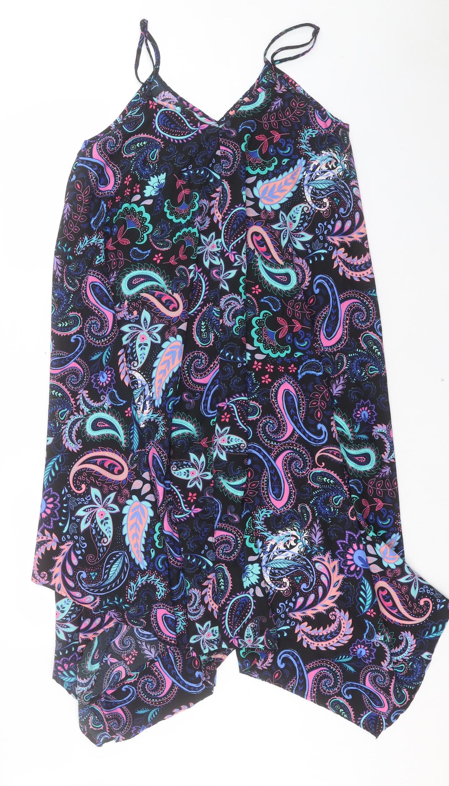 Peacocks Womens Multicoloured Paisley Polyester A-Line Size M V-Neck Pullover