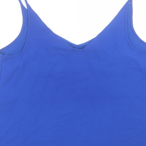 Papaya Womens Blue Polyester Camisole Tank Size 14 V-Neck