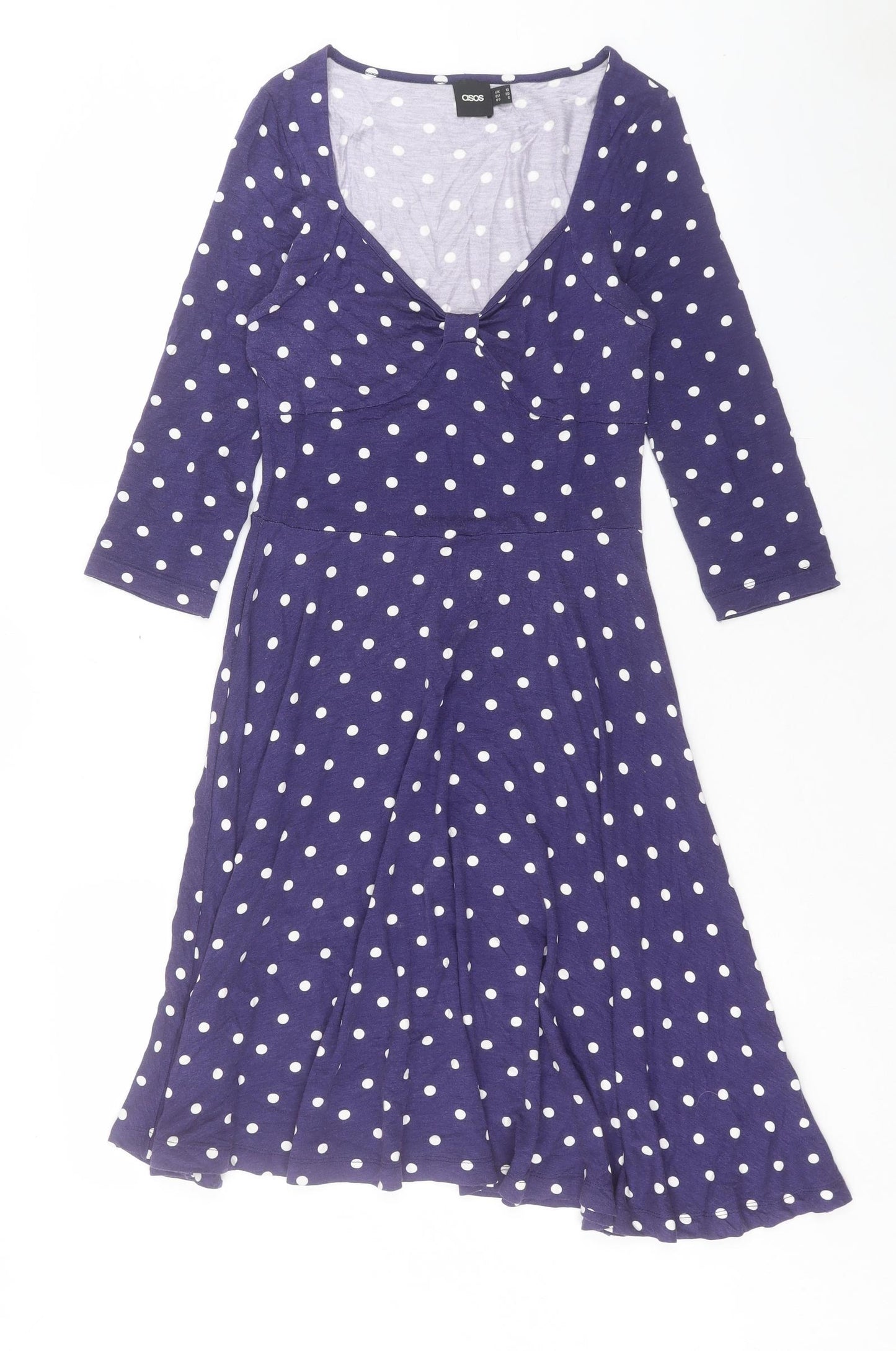 ASOS Womens Purple Polka Dot Viscose A-Line Size 10 V-Neck Pullover