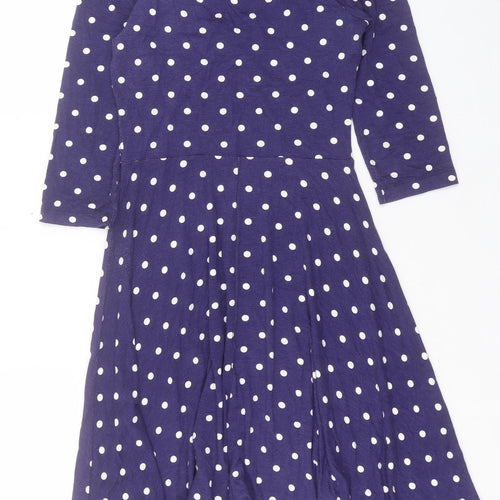 ASOS Womens Purple Polka Dot Viscose A-Line Size 10 V-Neck Pullover