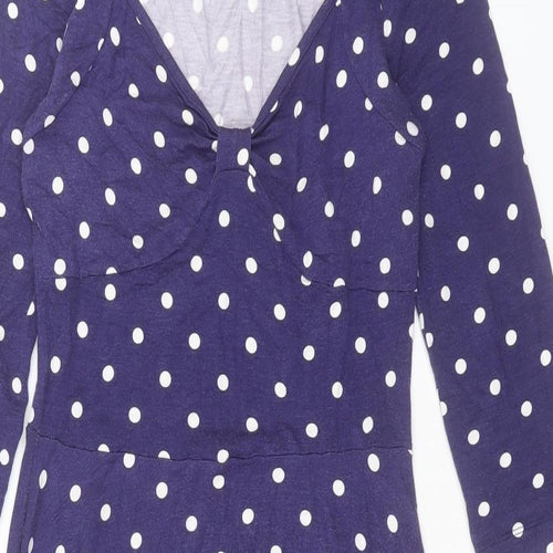 ASOS Womens Purple Polka Dot Viscose A-Line Size 10 V-Neck Pullover