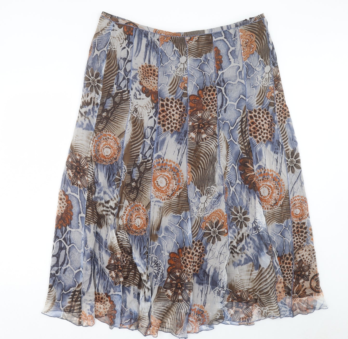 Gil Bret Womens Multicoloured Geometric Silk A-Line Skirt Size 22 Zip