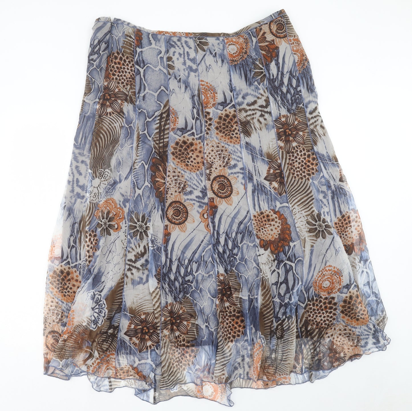 Gil Bret Womens Multicoloured Geometric Silk A-Line Skirt Size 22 Zip