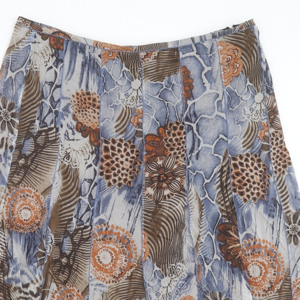 Gil Bret Womens Multicoloured Geometric Silk A-Line Skirt Size 22 Zip