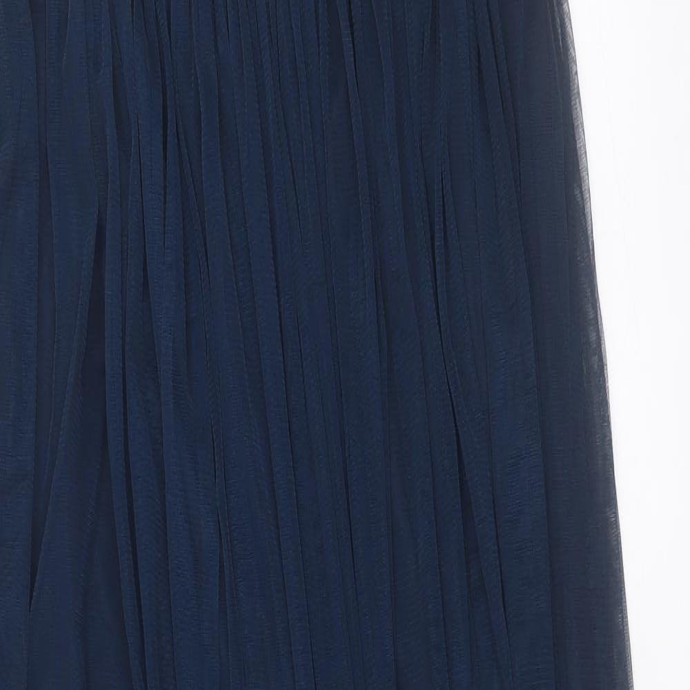 Maya Deluxe Womens Blue Polyester A-Line Size 14 Square Neck Zip