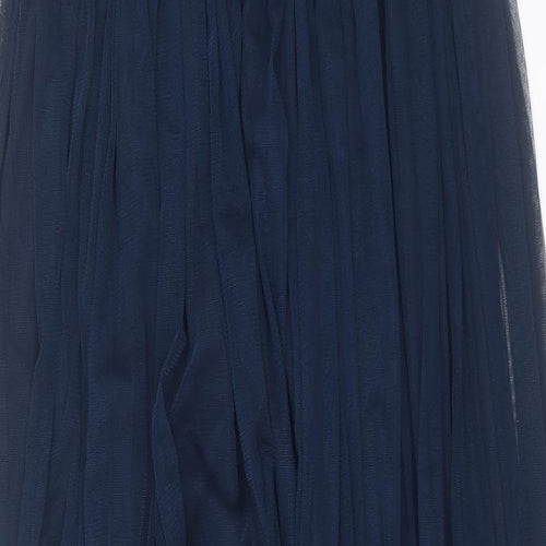 Maya Deluxe Womens Blue Polyester A-Line Size 14 Square Neck Zip