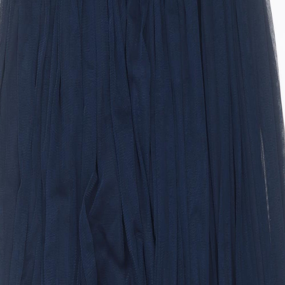 Maya Deluxe Womens Blue Polyester A-Line Size 14 Square Neck Zip
