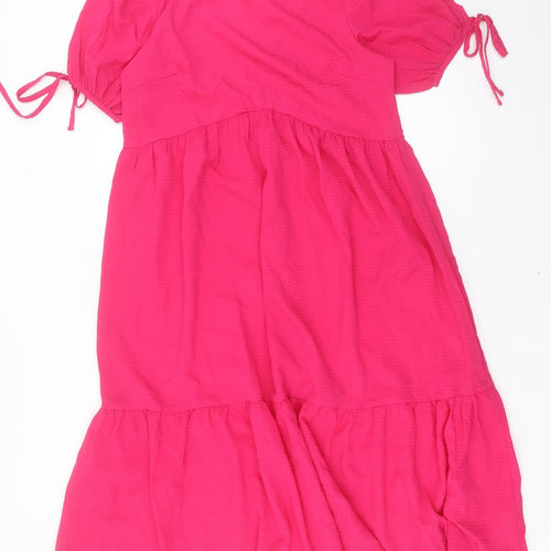 Dorothy Perkins Womens Pink Polyester A-Line Size 10 Crew Neck Tie