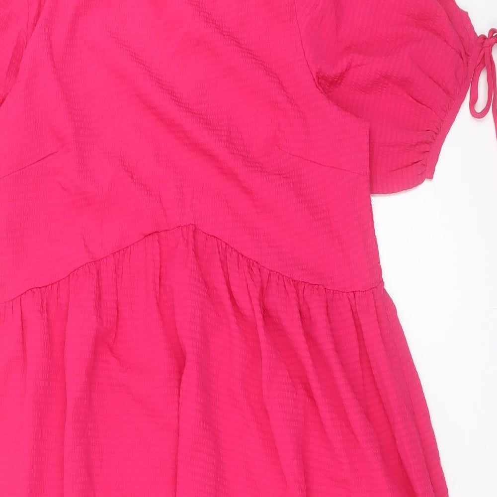 Dorothy Perkins Womens Pink Polyester A-Line Size 10 Crew Neck Tie