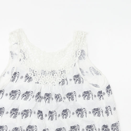 Preworn Womens Multicoloured Geometric Polyester Basic Tank Size M Round Neck - Elephant Print