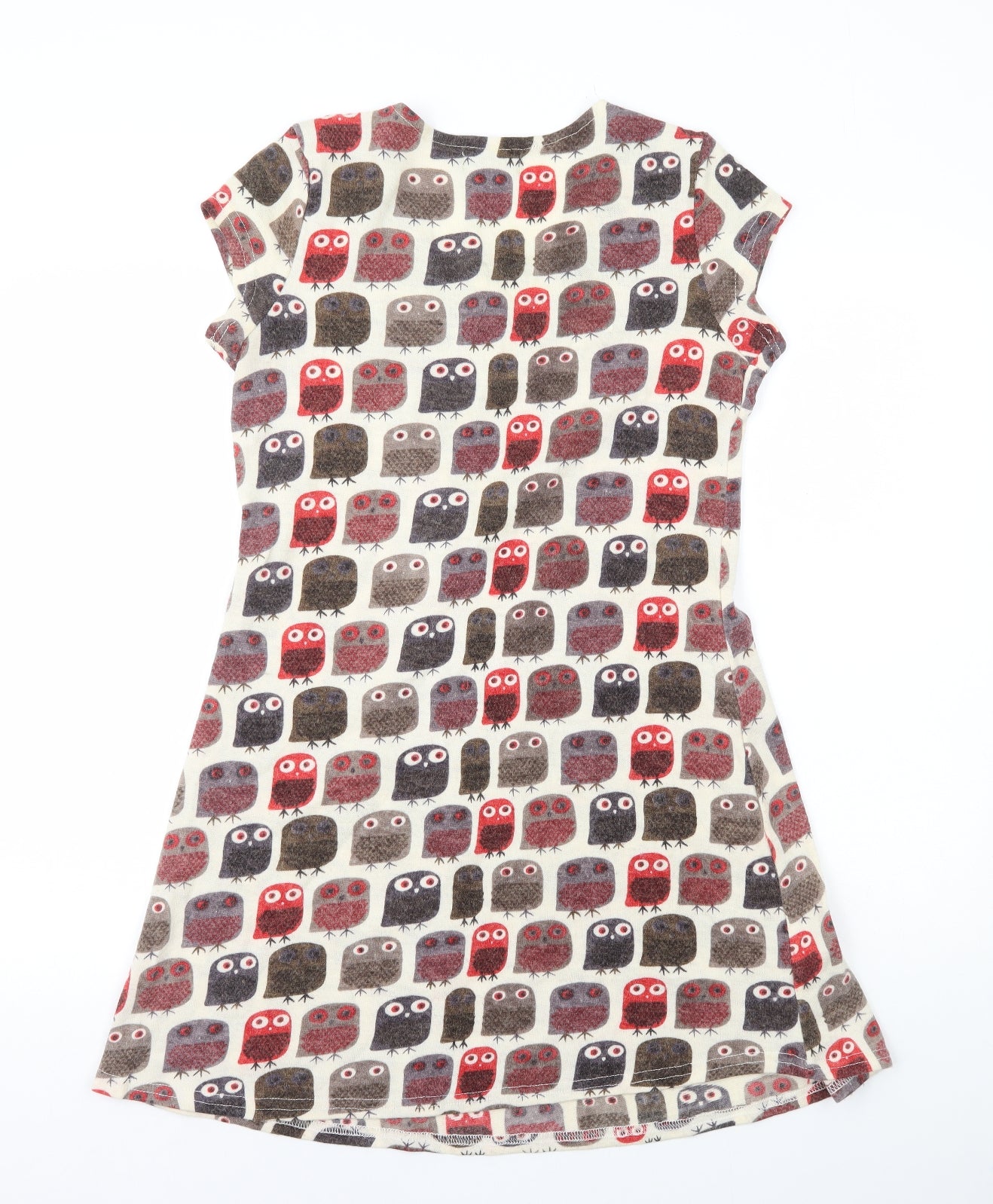 Pepper Tree Womens Multicoloured Geometric Acrylic A-Line Size S Scoop Neck Pullover - Owls