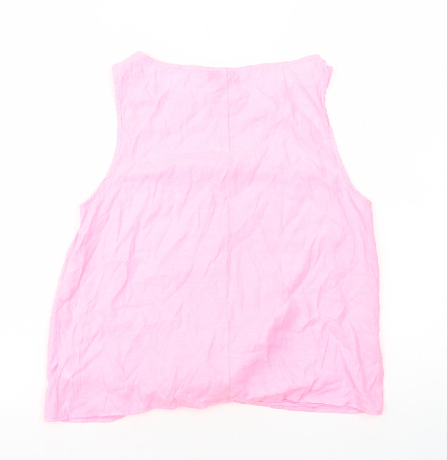 F&F Womens Pink Viscose Basic Tank Size 12 Round Neck - Tie detail