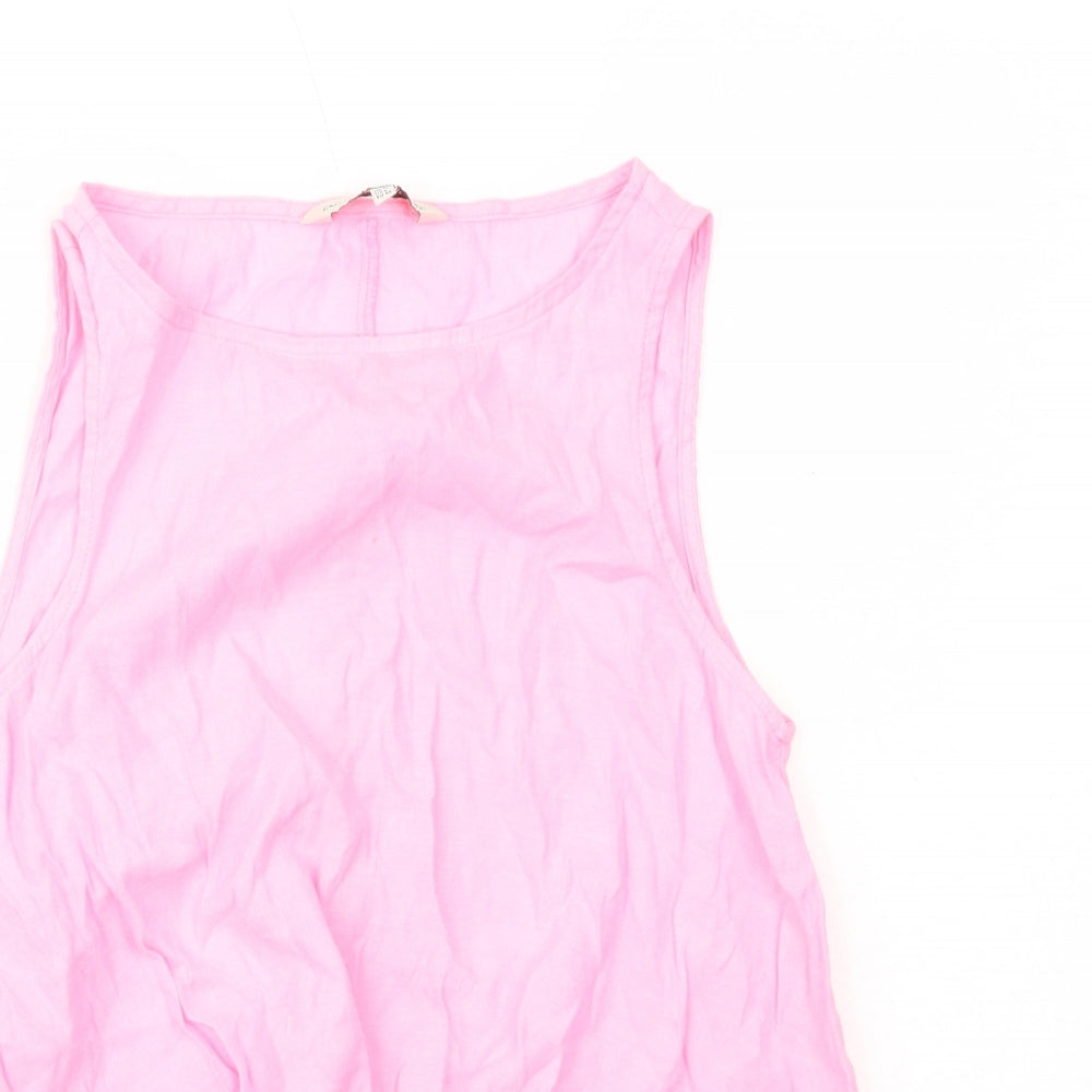 F&F Womens Pink Viscose Basic Tank Size 12 Round Neck - Tie detail