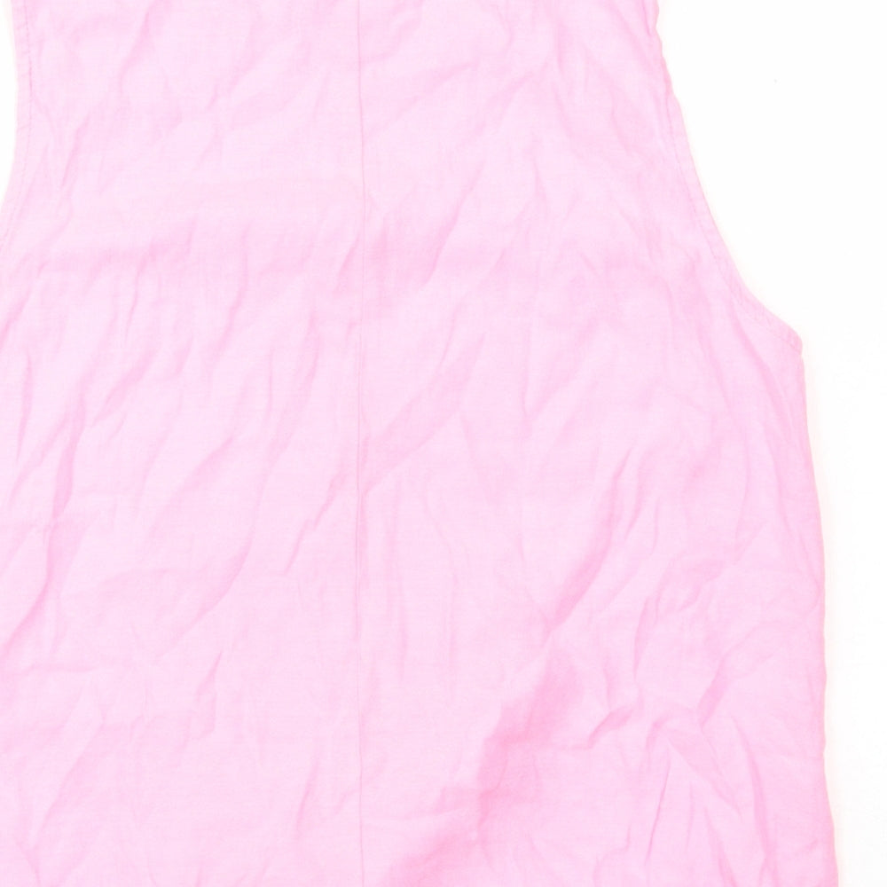 F&F Womens Pink Viscose Basic Tank Size 12 Round Neck - Tie detail