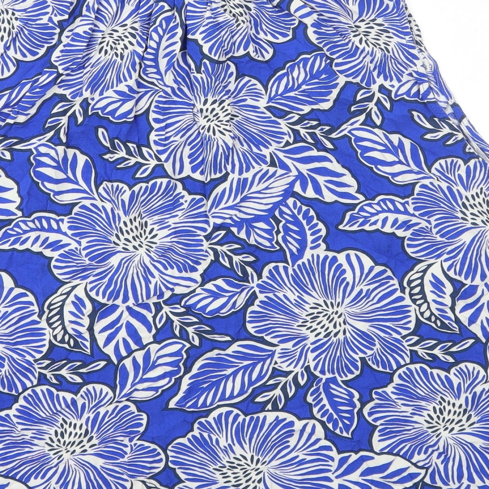 TU Womens Blue Floral Viscose Basic Tank Size 20 V-Neck - Neck Tie
