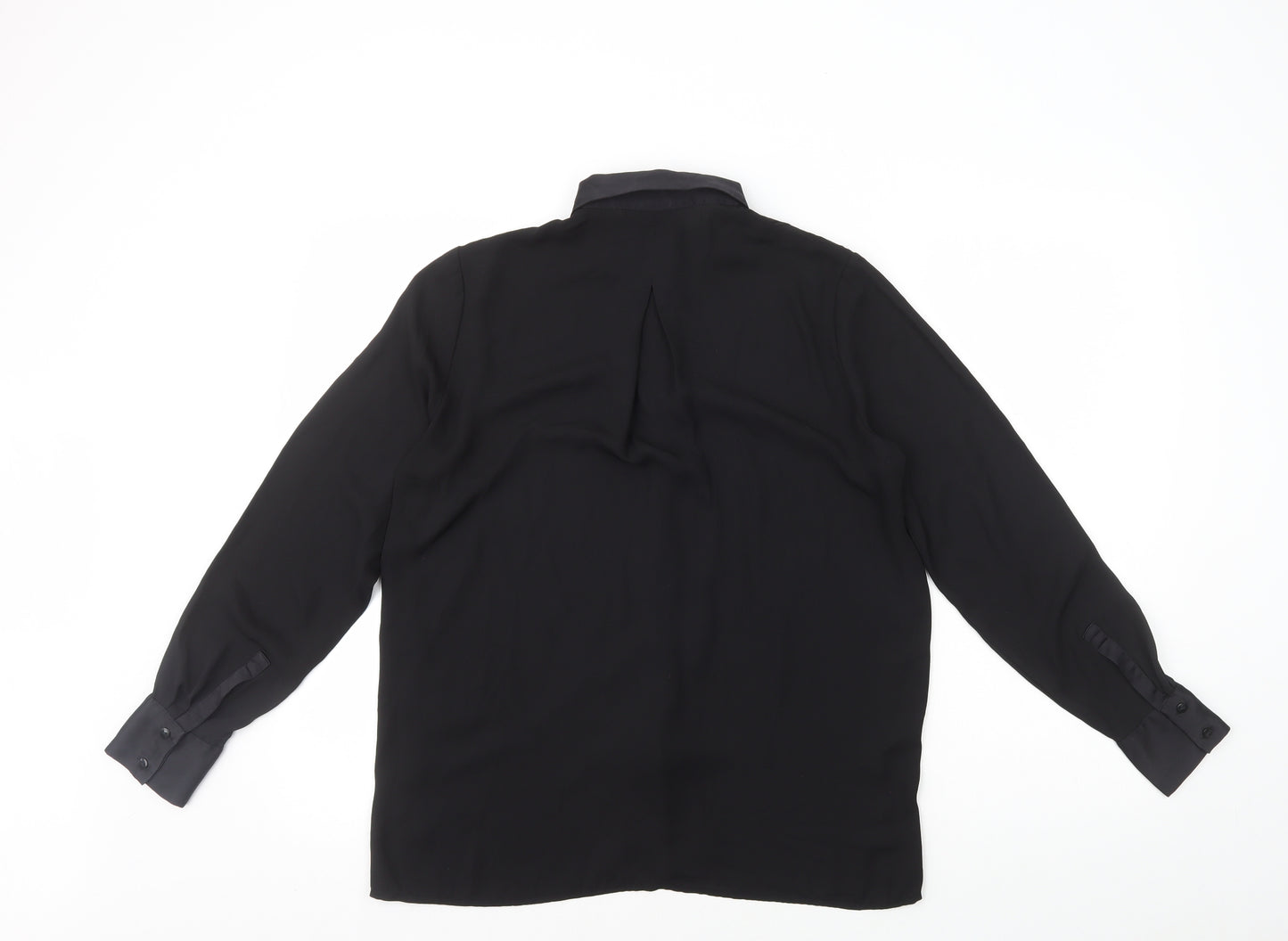 H&M Womens Black Polyester Basic Button-Up Size 8 Collared