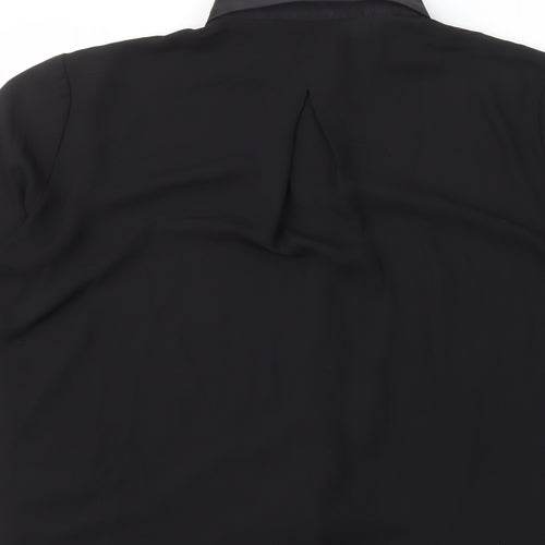 H&M Womens Black Polyester Basic Button-Up Size 8 Collared