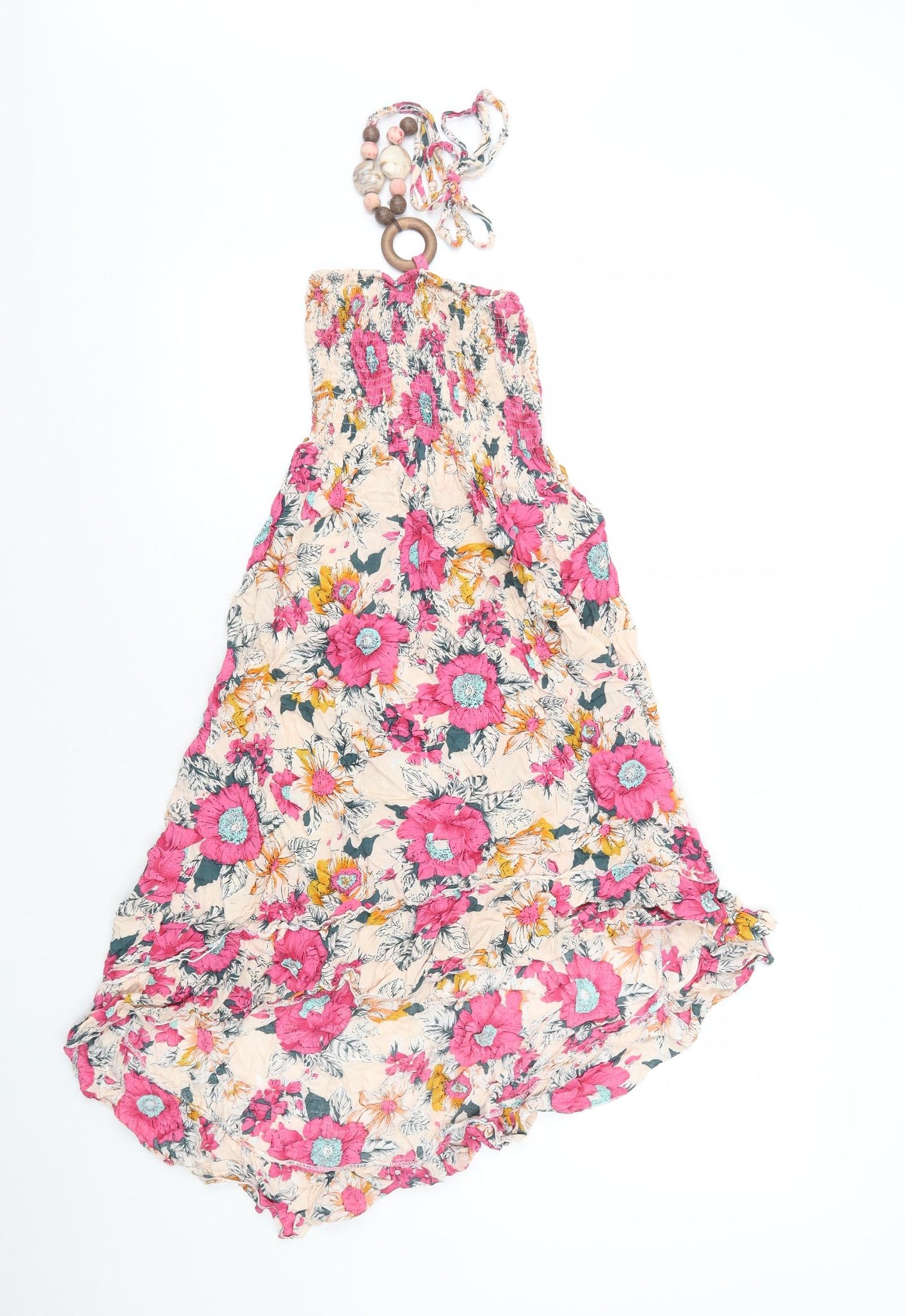 Preworn Womens Multicoloured Floral Polyester A-Line Size 6 Halter Pullover