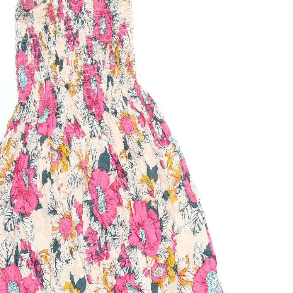 Preworn Womens Multicoloured Floral Polyester A-Line Size 6 Halter Pullover