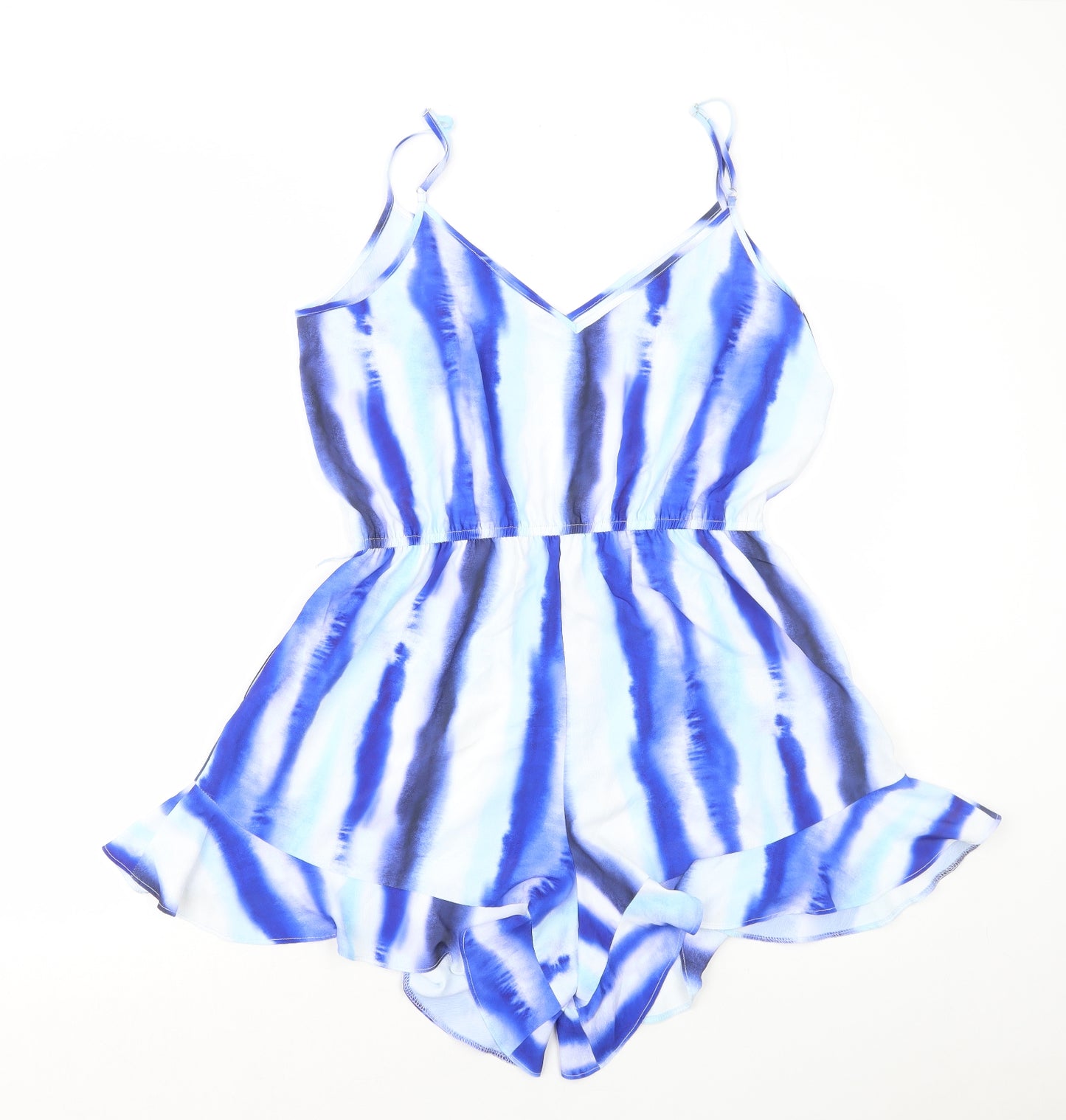 F&F Womens Blue Geometric Polyester Playsuit One-Piece Size 14 Pullover - Tie Dye