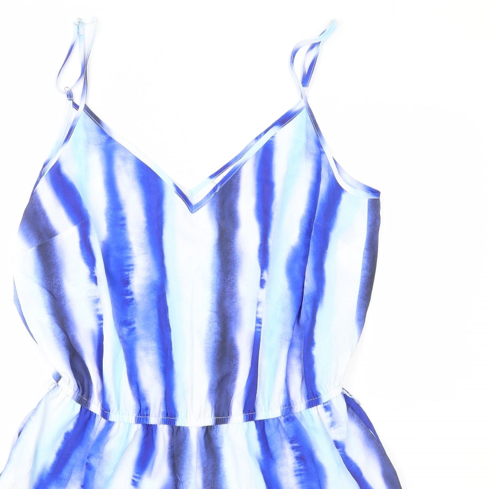 F&F Womens Blue Geometric Polyester Playsuit One-Piece Size 14 Pullover - Tie Dye