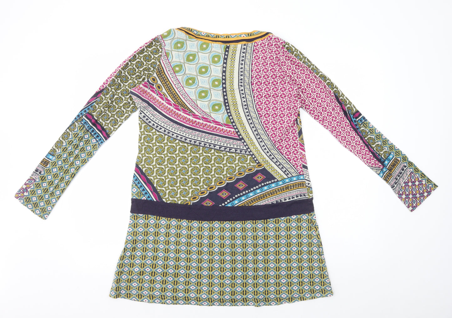 Surkana Womens Multicoloured Geometric 100% Cotton A-Line Size XL Scoop Neck Pullover