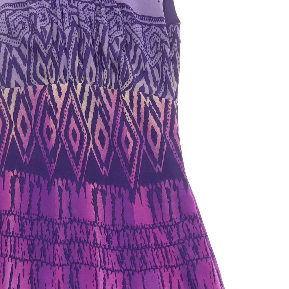 Per Una Womens Purple Geometric Polyester A-Line Size 18 Scoop Neck Zip