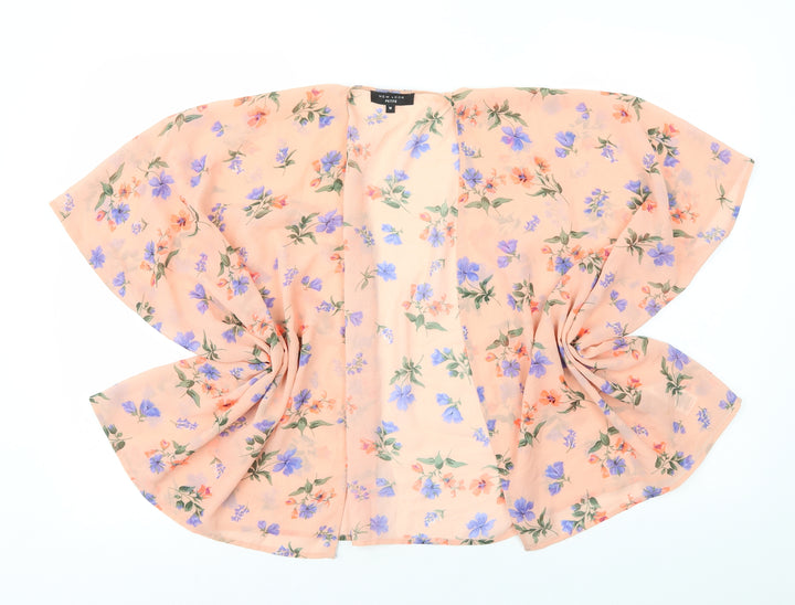 New Look Womens Pink V-Neck Floral Polyester Cape Jumper Size 10