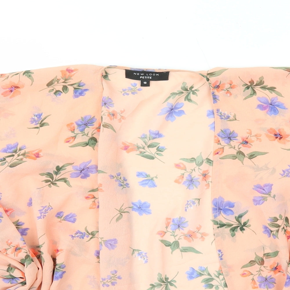 New Look Womens Pink V-Neck Floral Polyester Cape Jumper Size 10