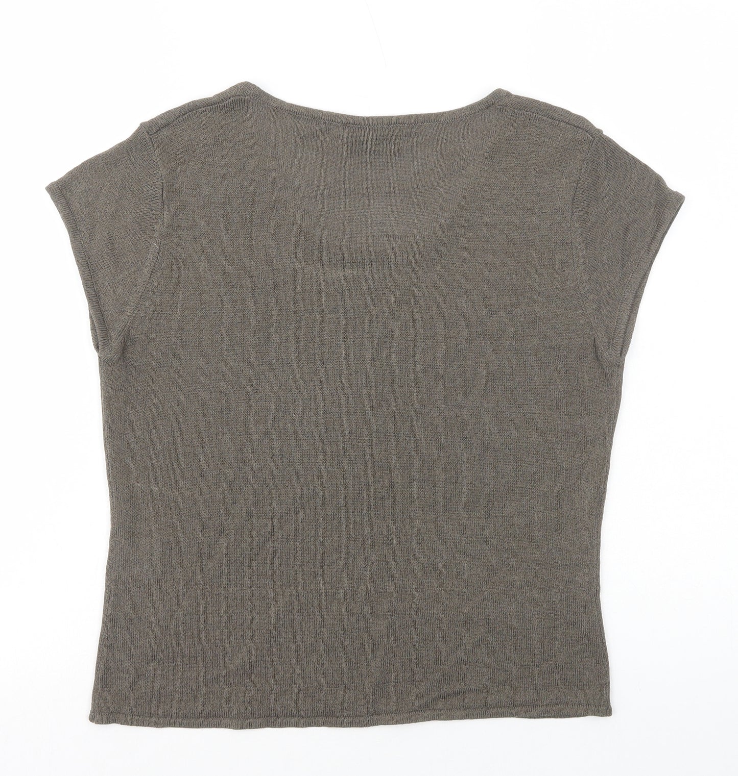 Alex & Co. Womens Grey Viscose Basic T-Shirt Size 14 Round Neck