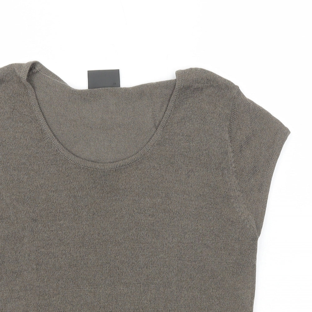 Alex & Co. Womens Grey Viscose Basic T-Shirt Size 14 Round Neck