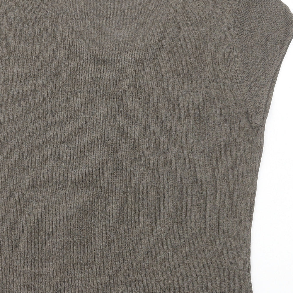 Alex & Co. Womens Grey Viscose Basic T-Shirt Size 14 Round Neck