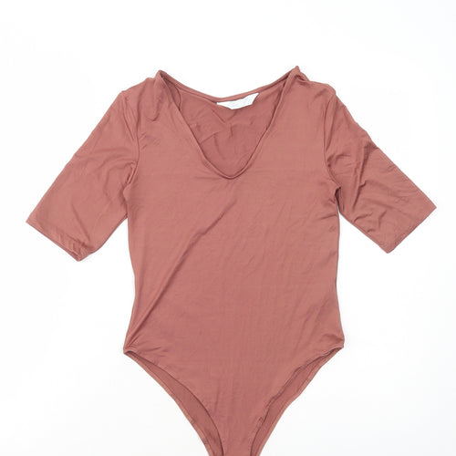 Primark Womens Brown Polyamide Bodysuit One-Piece Size S Snap