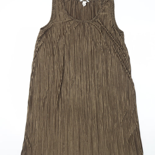 H&M Womens Brown Polyester Shift Size M Scoop Neck Pullover
