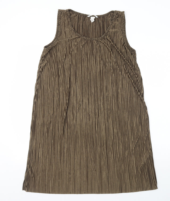 H&M Womens Brown Polyester Shift Size M Scoop Neck Pullover