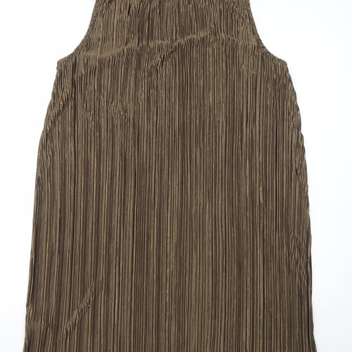 H&M Womens Brown Polyester Shift Size M Scoop Neck Pullover
