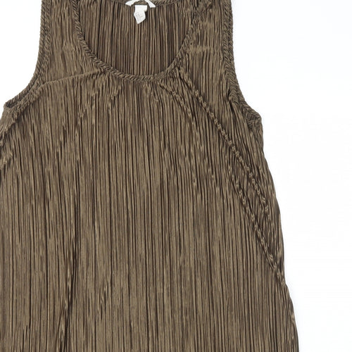H&M Womens Brown Polyester Shift Size M Scoop Neck Pullover