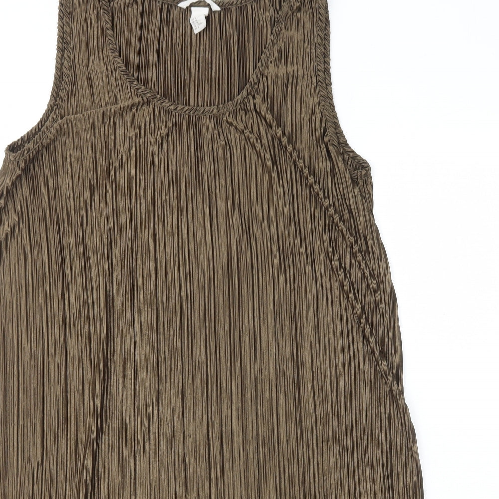 H&M Womens Brown Polyester Shift Size M Scoop Neck Pullover