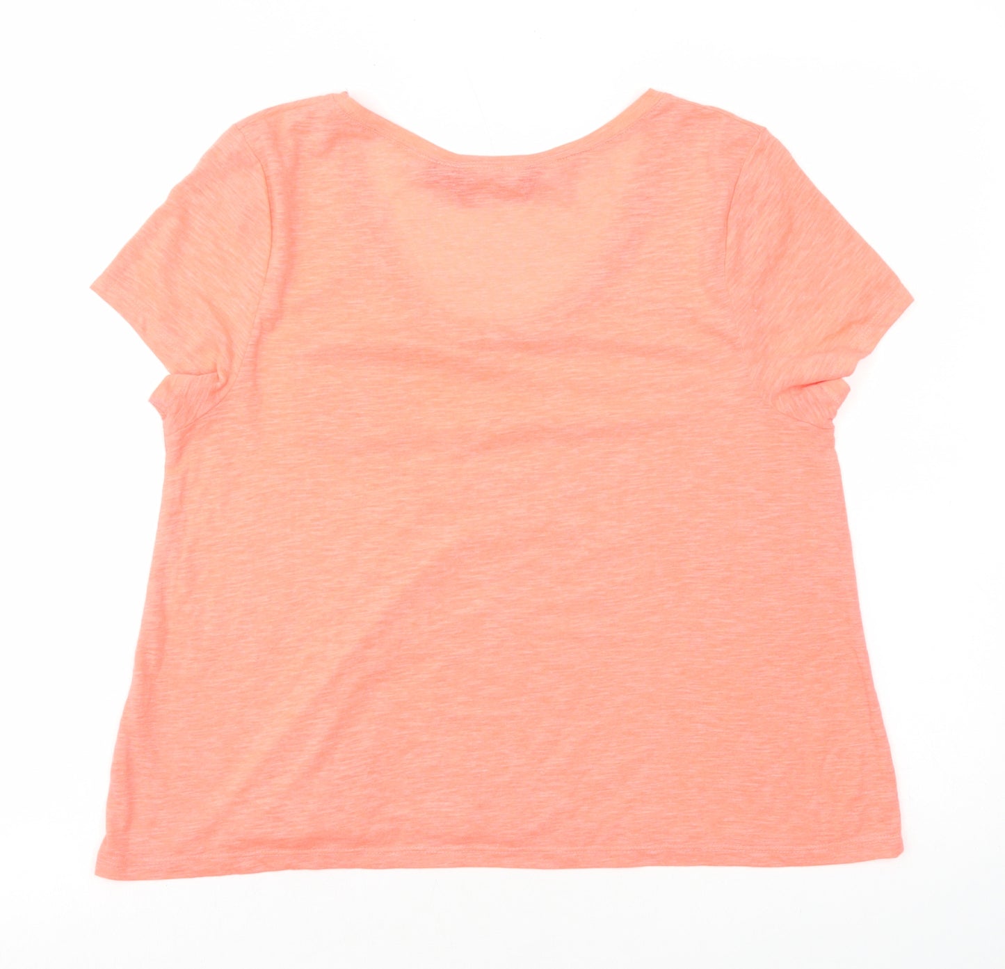New Look Womens Pink Polyester Basic T-Shirt Size 12 Scoop Neck