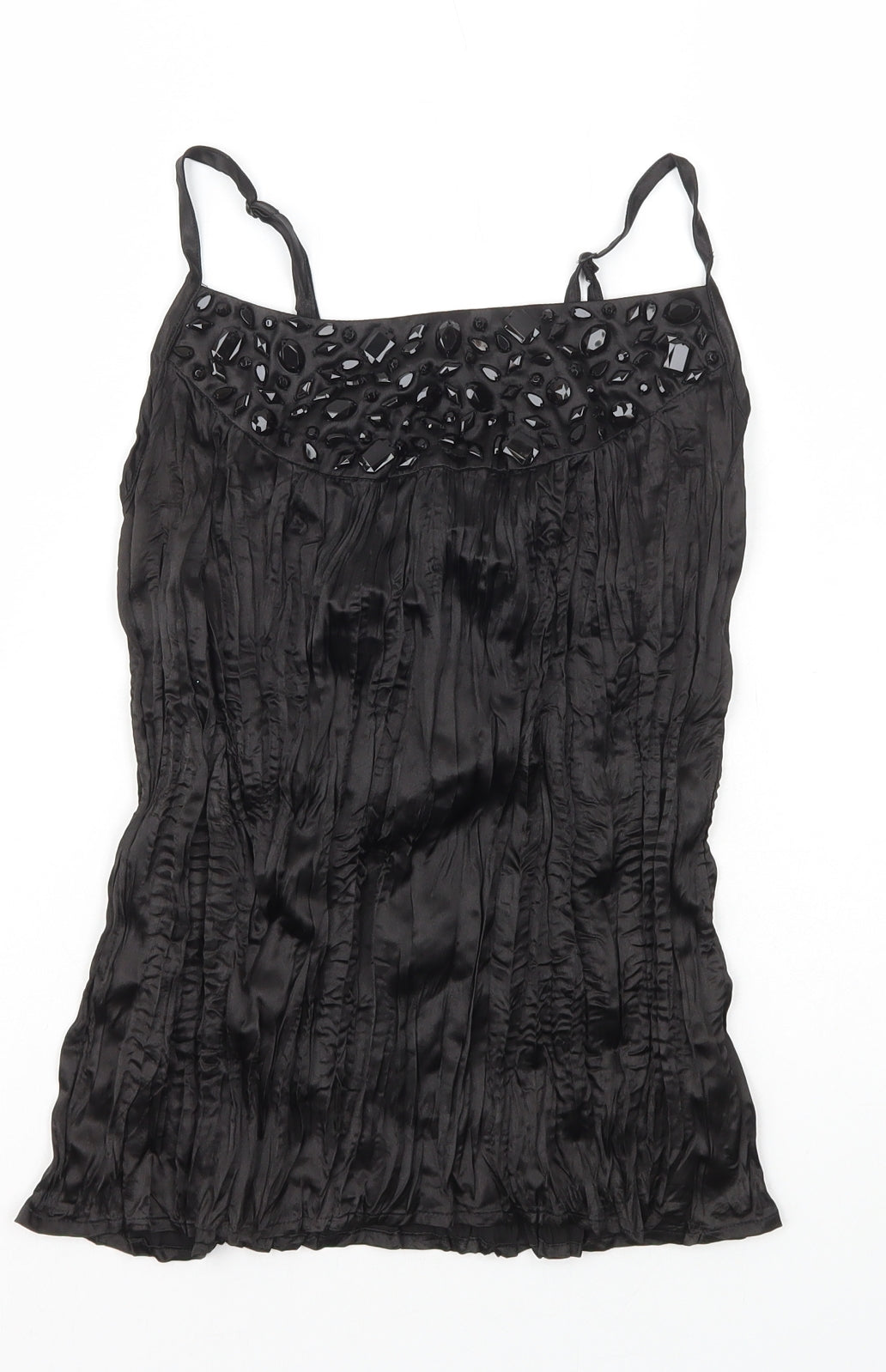 New Look Womens Black Polyester Camisole Tank Size 10 Square Neck