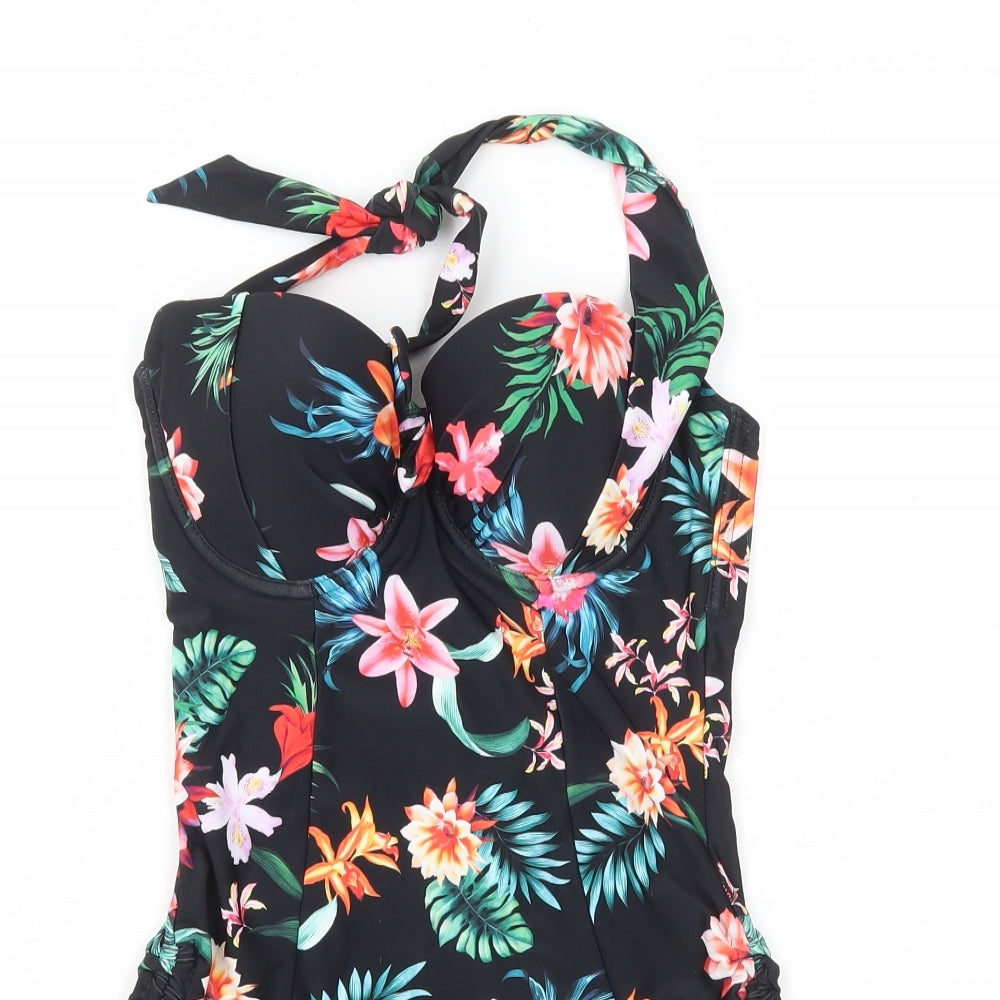 Pour Moi Womens Black Floral Polyamide One Piece Size 8 - 32C