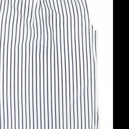 H&M Womens White Striped Polyester Basic Tank Size 8 V-Neck - Neck Tie