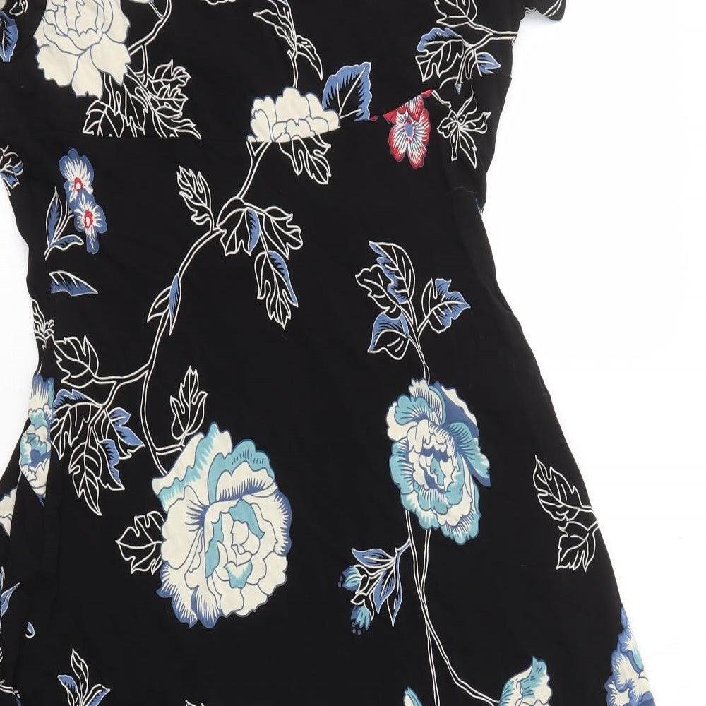 Autograph Womens Black Floral Viscose A-Line Size 20 V-Neck Pullover